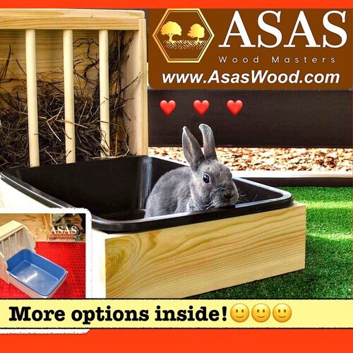 Bunny Rabbit Hay Feeder With Bowls Etsy