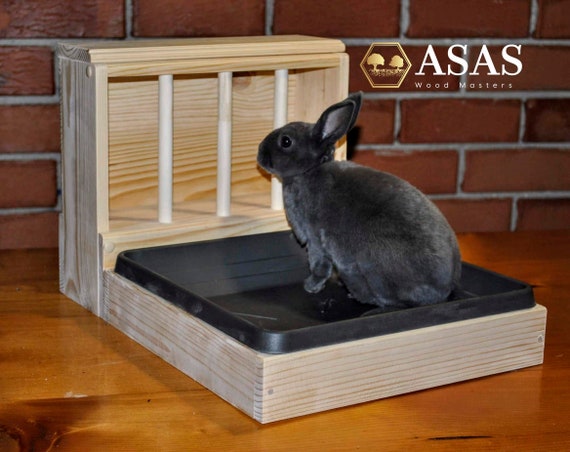 Rabbit Hay Feeder With Litter Box Easy Entry Litter Tray Etsy