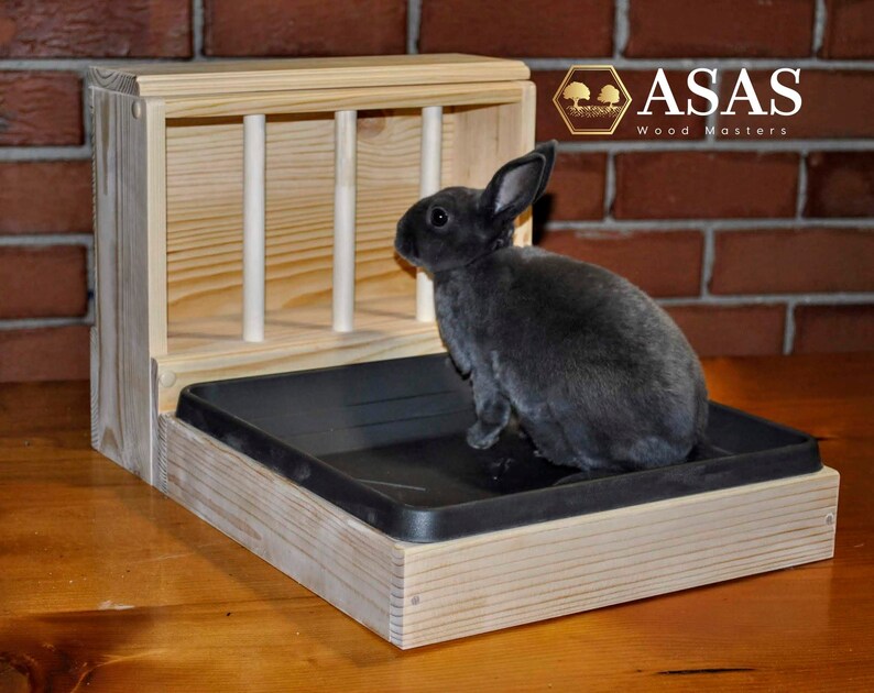 Rabbit Hay Feeder With Litter Box Easy Entry Litter Tray Etsy