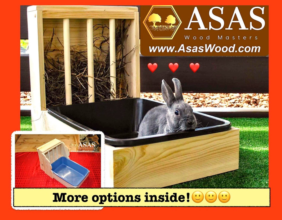 Best Rabbit Hay Feeder With Litter Box Made of Natural Solid Etsy
