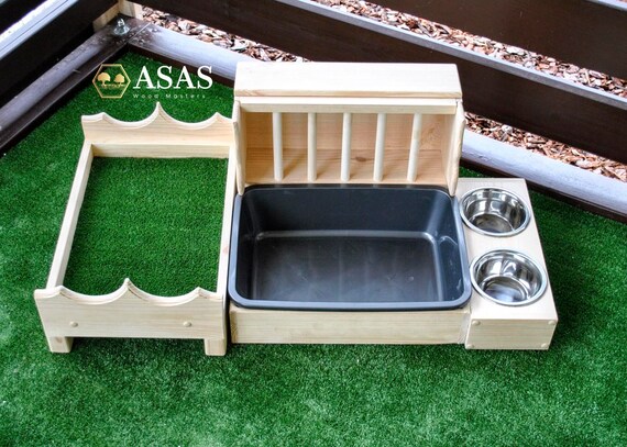 bunny litter box with hay feeder