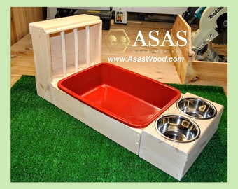 Rabbit Hay Feeder with Litter box / Made by AsasWood