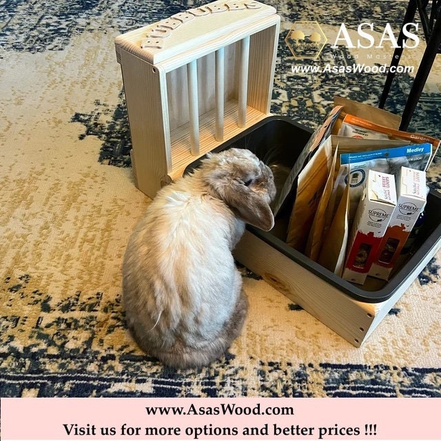 Holz Futterspender Für Kaninchen & Meerschweinchen - Automatischer Heuhalter