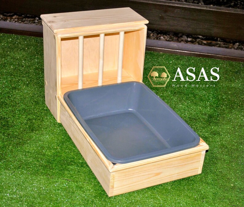 Rabbit Hay Feeder With Litter Box Asaswood Etsy