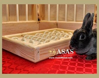 Boîte à creuser pour lapin, plate-forme à creuser, jouet en sisal pour lapin - Fabriqué par AsasWood.com