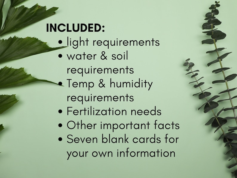 Plant Care Cards Plant Labels Indoor Printable Plant Care Etsy