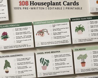 Plant care cards, plant labels, indoor Printable Plant Care Instructions tag, Plant Sitter Gift, Plant Planner, Houseplant Garden Label