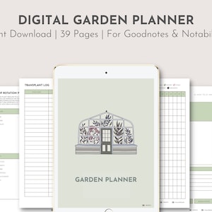 Digital Garden Planner, ipad digital planner, goodnotes, gardener tools, notability, garden experiences record