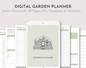 Planejador de jardim digital, planejador digital de ipad, notas positivas, ferramentas de jardineiro, notabilidade, registro de experiências de jardim