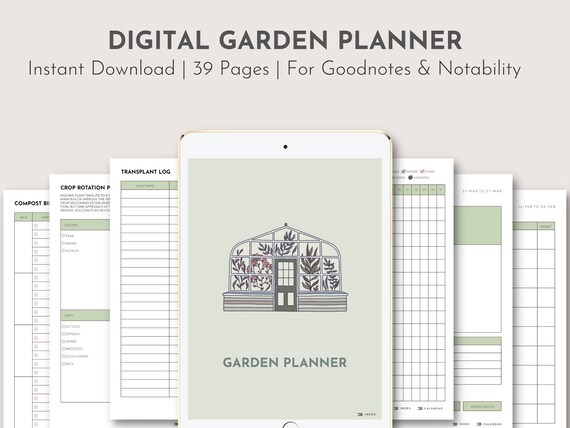 Digital Garden Planner, ipad digital planner, goodnotes, gardener tools, notability, garden experiences record