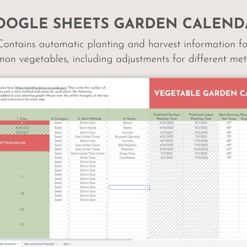 Garden Calendar Google Sheets Homestead Garden Planner 2022 - Etsy
