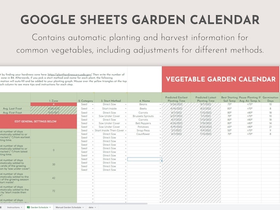 Garden Calendar Google Sheets Homestead Garden Planner 2022 - Etsy