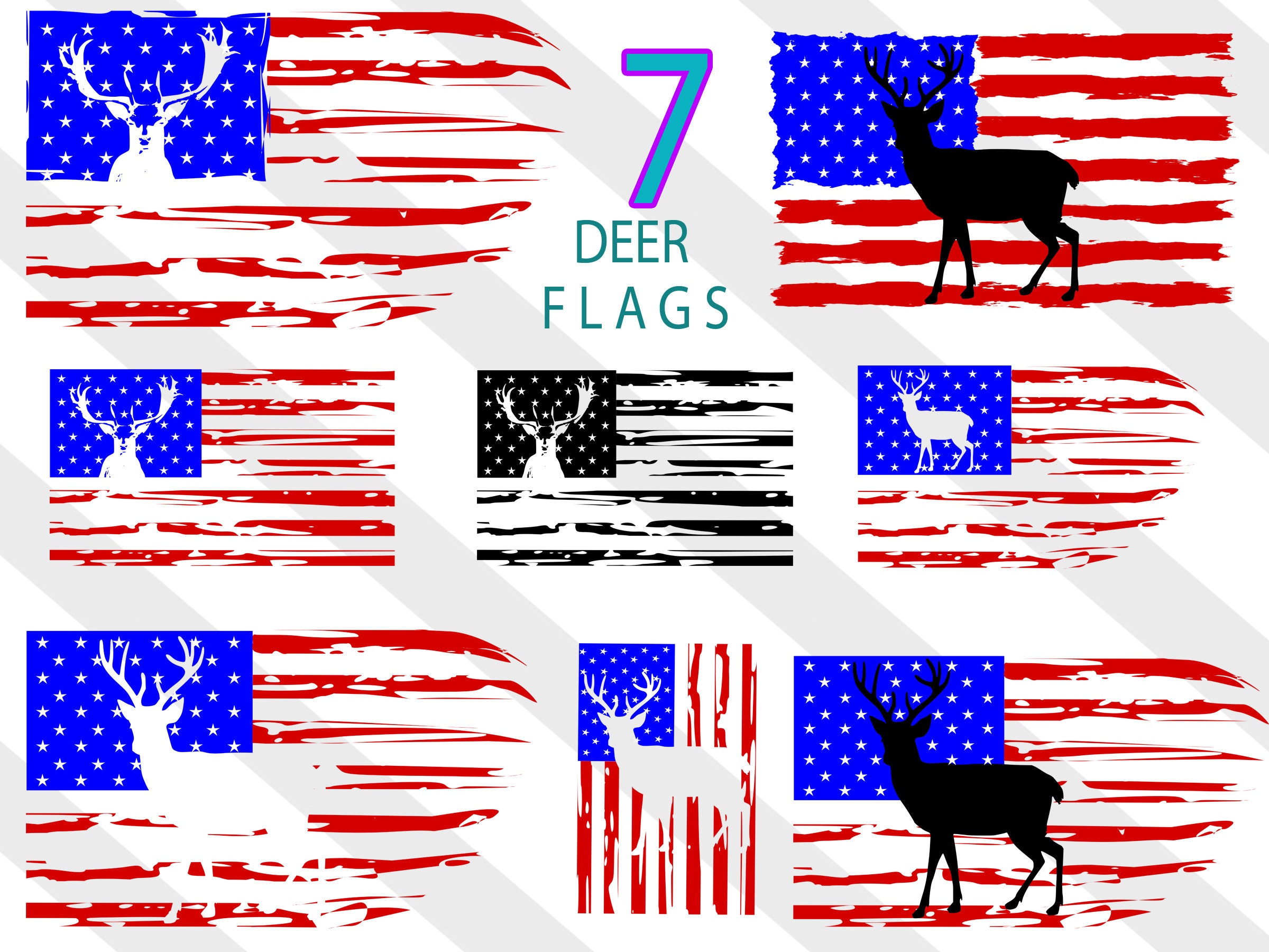 Download Deer distressed flag svg deer flag svg deer svg deer | Etsy