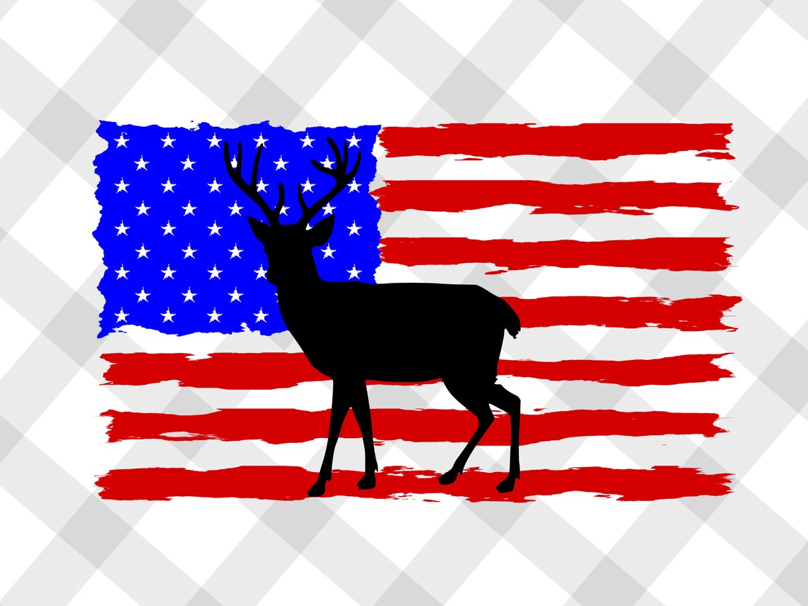 Deer Distressed Flag Svg, Deer Flag Svg, Deer Svg, Deer American Flag
