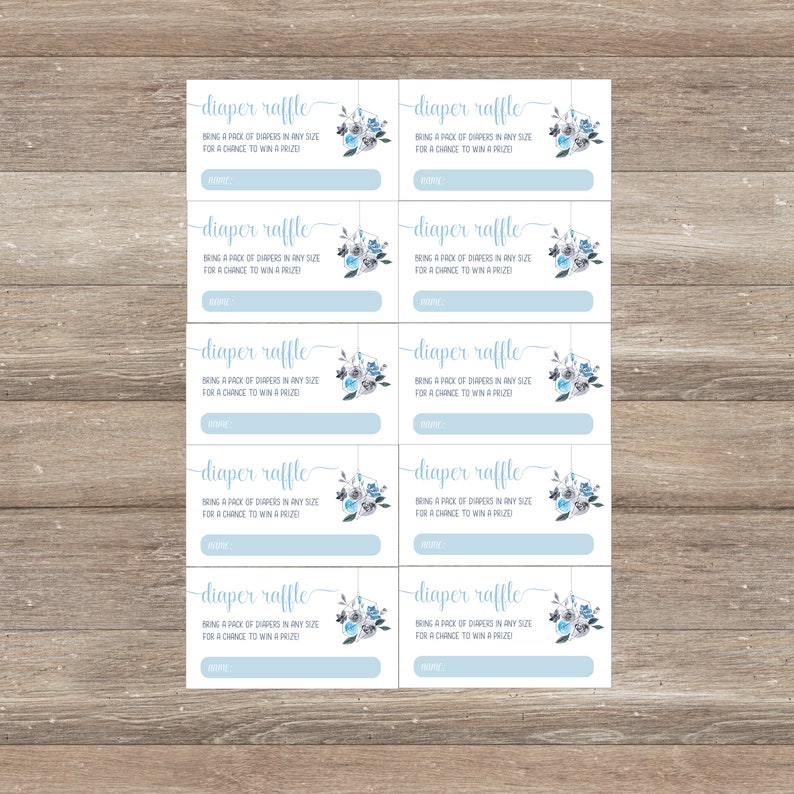 Baby Blue Diaper Raffle Tickets Baby Shower Printable Diaper Raffle ...