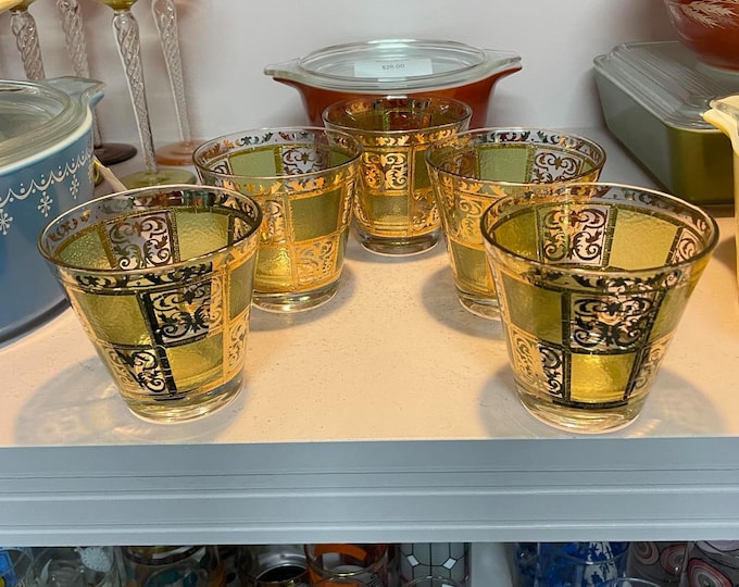Culver Prado Green and Gold Barware