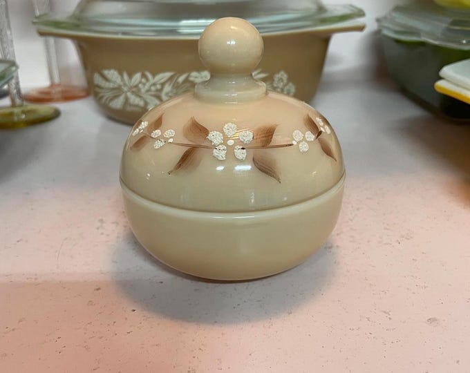 Westmoreland Coraline Powder Box Vintage Glass Vanity Trinket Jar