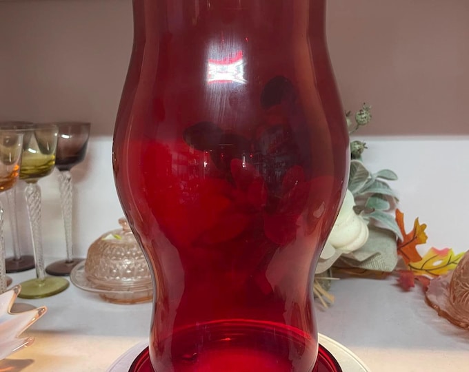 Anchor Hocking Vintage Ruby Red Candle Lamp