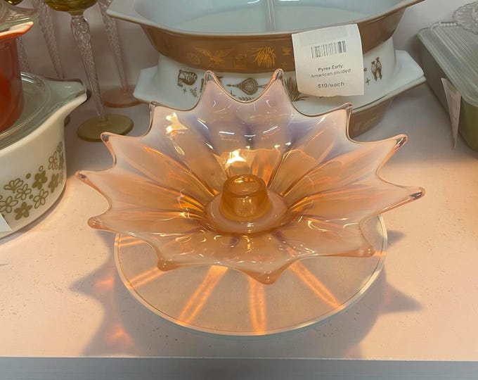 Fostoria Vintage Heirloom Pink Opalescent Candle Holder