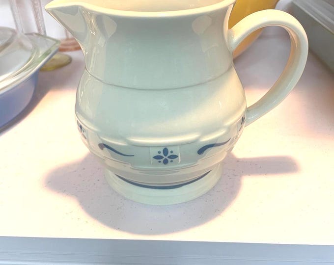 Longaberger Pottery Woven Traditions Blue Pitcher