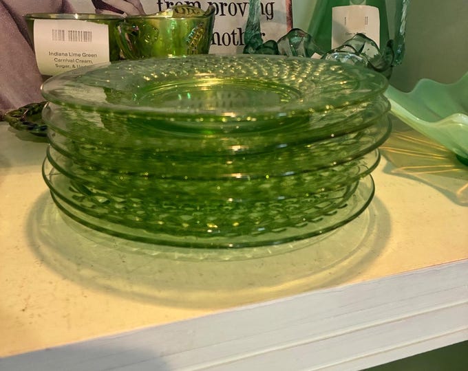 Liberty Works American Pioneer Green UV Glow Hobnail Plates Set of 6
