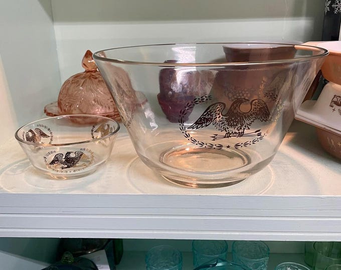 Federal Glass Vintage Federal Eagle Bowl Set