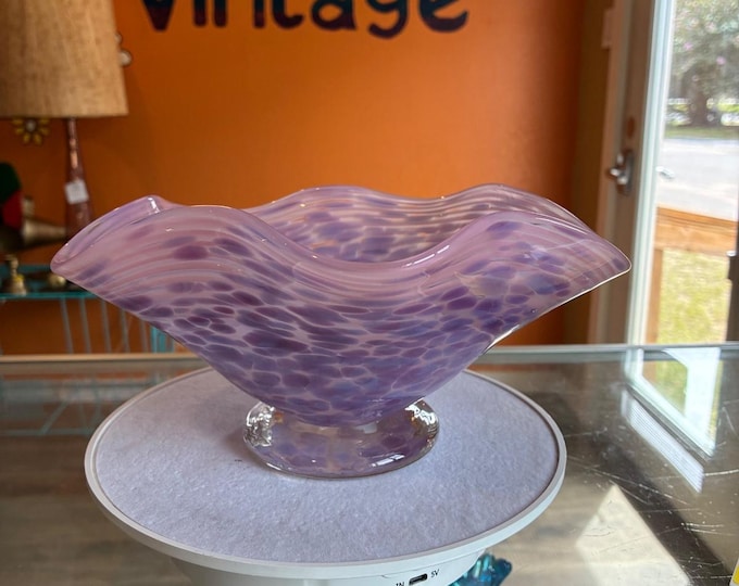 Studio Art Glass Lavender Bowl Handmade Ohio Glass Museum Artist