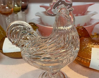Waterford Marquis Vintage Crystal Rooster Covered Dish – Lead Crystal, Farmhouse