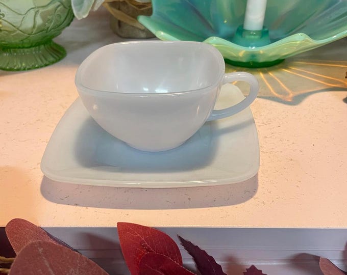 Anchor Hocking Fire King Vintage Charm Azurite Blue Cup and Saucer