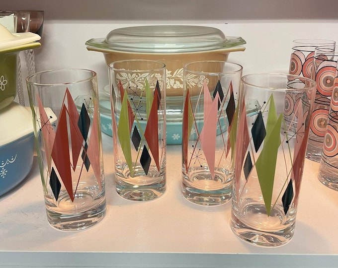 Mid Century Modern 14 Ounce Highball Glasses