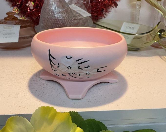 McCoy Vintage Pink Dogwood Planter Mid Century Pottery Floral USA