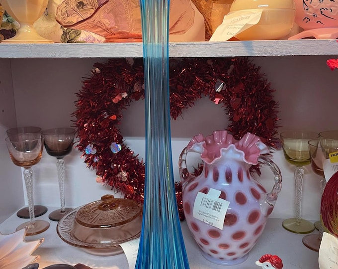 Antique US Glass EAPG Blue Swung Vase No.15021 20” Tall 1904