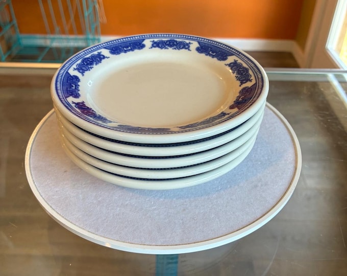 Vintage Homer Laughlin Blue Willow Saucers Set of 5 Transferware USA