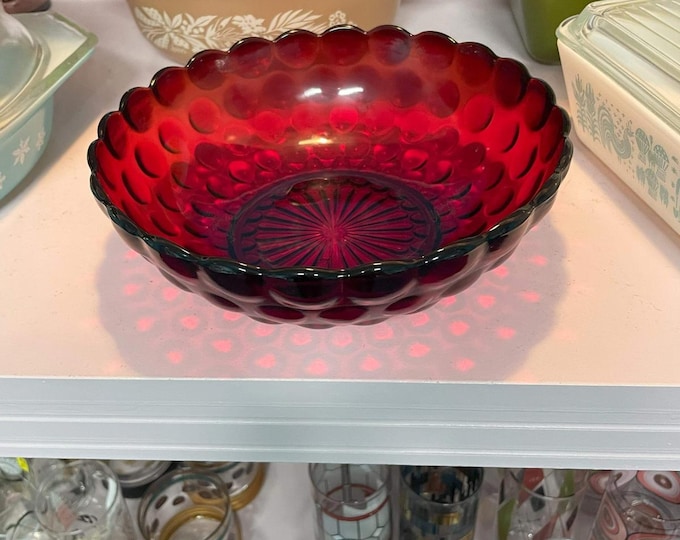 Anchor Hocking Vintage Ruby Red Bubble Bowl
