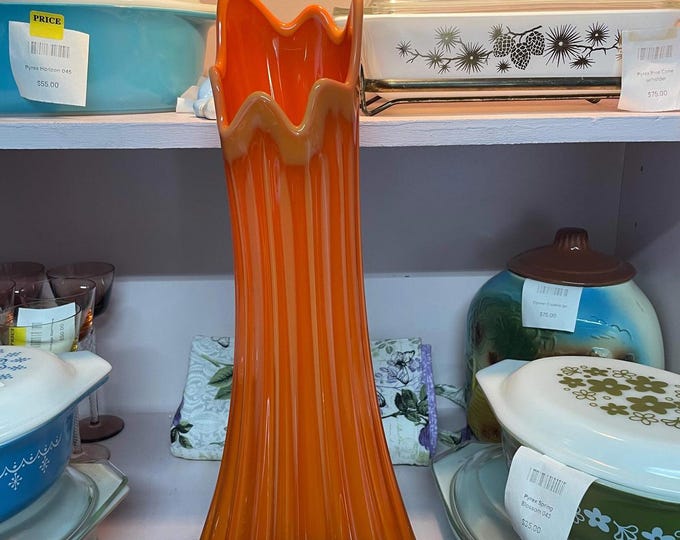 L. E. Smith Bittersweet Orange Swung Vase
