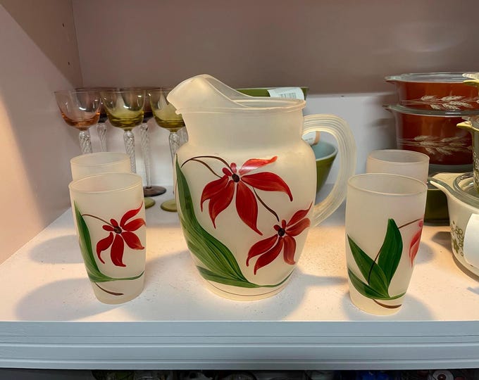 Hazel-Atlas Glass Pitcher and Glasses Set of 5