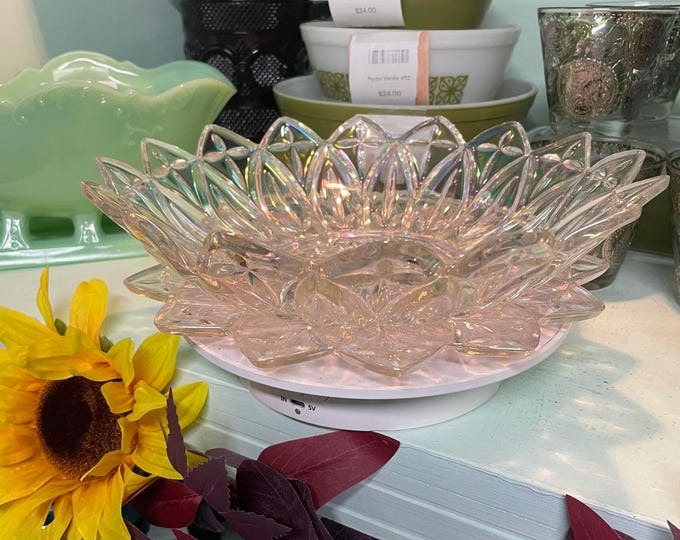 Vintage Carnival Federal Glass Iridescent Bowl and Serving Plate