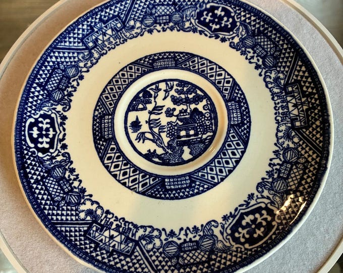 Royal China Willow Ware Blue Saucer Set of 6 Vintage Transferware
