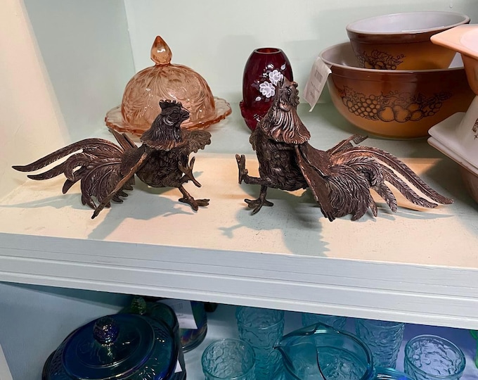 Bronze Vintage Fighting Roosters