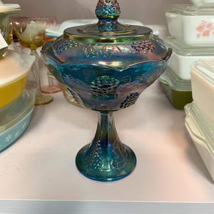 Indiana Glass Company Vintage Blue Carnival Glass Dish