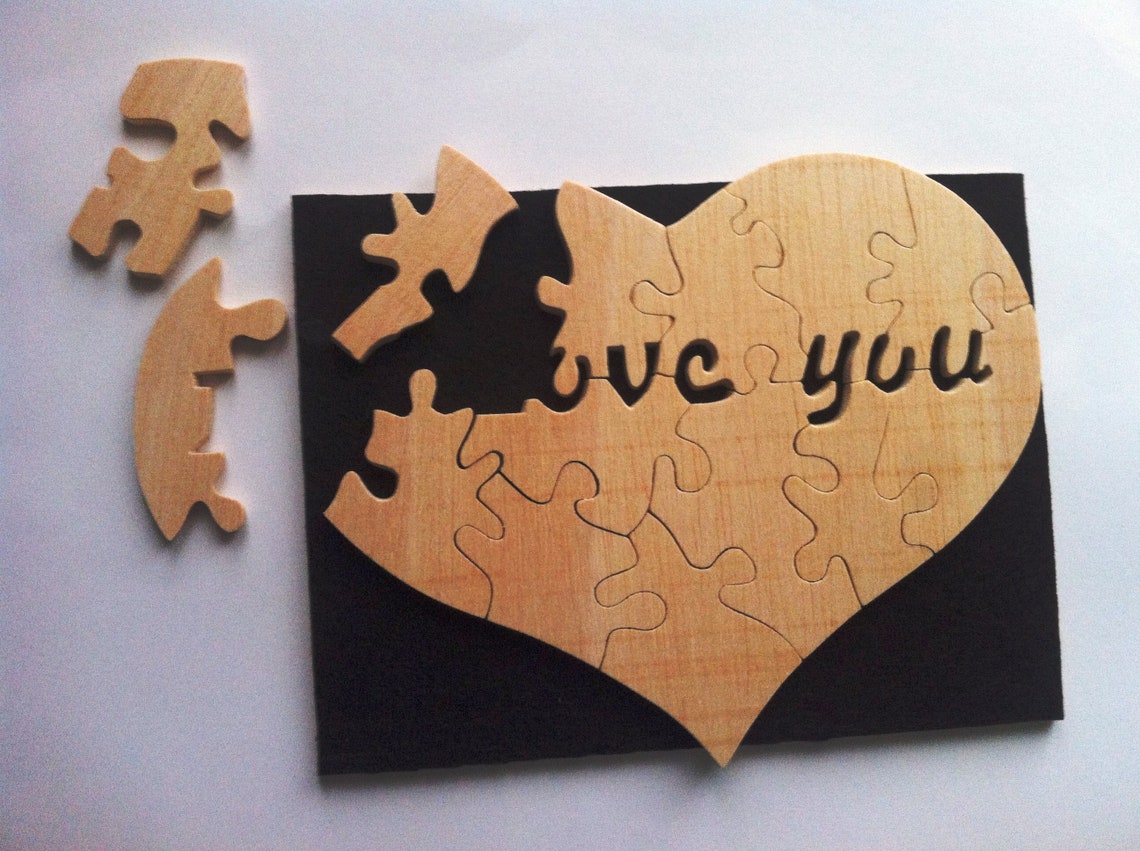 Wooden Puzzle I Love You Romantic Gift Etsy UK