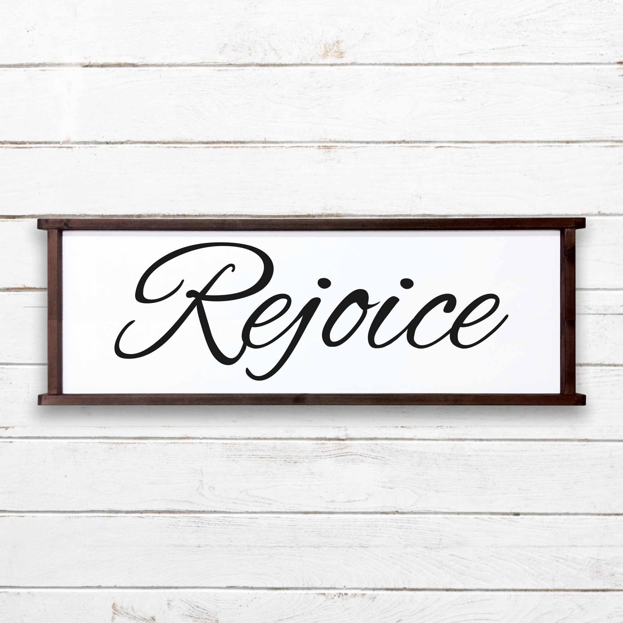Rejoice Framed Wooden Sign 100 Handmade and HandPainted in Etsy