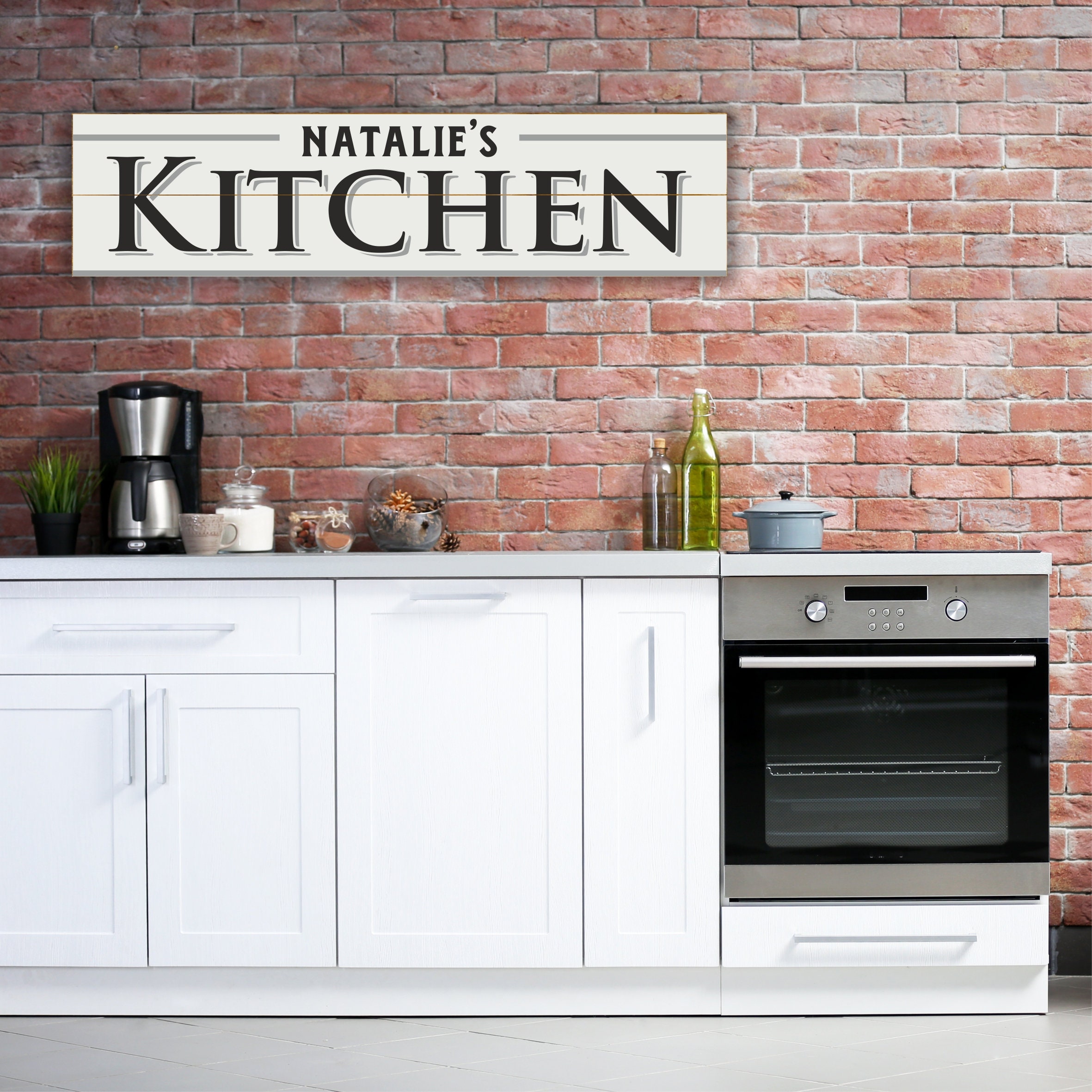 Signo de cocina envejecido personalizado blanco vintage | Etsy