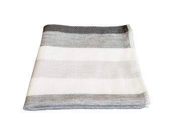 Senshu Japanese Wash/Face Towel, Ultra Soft, Quick-Drying, Two-Tone Stripes, Grey