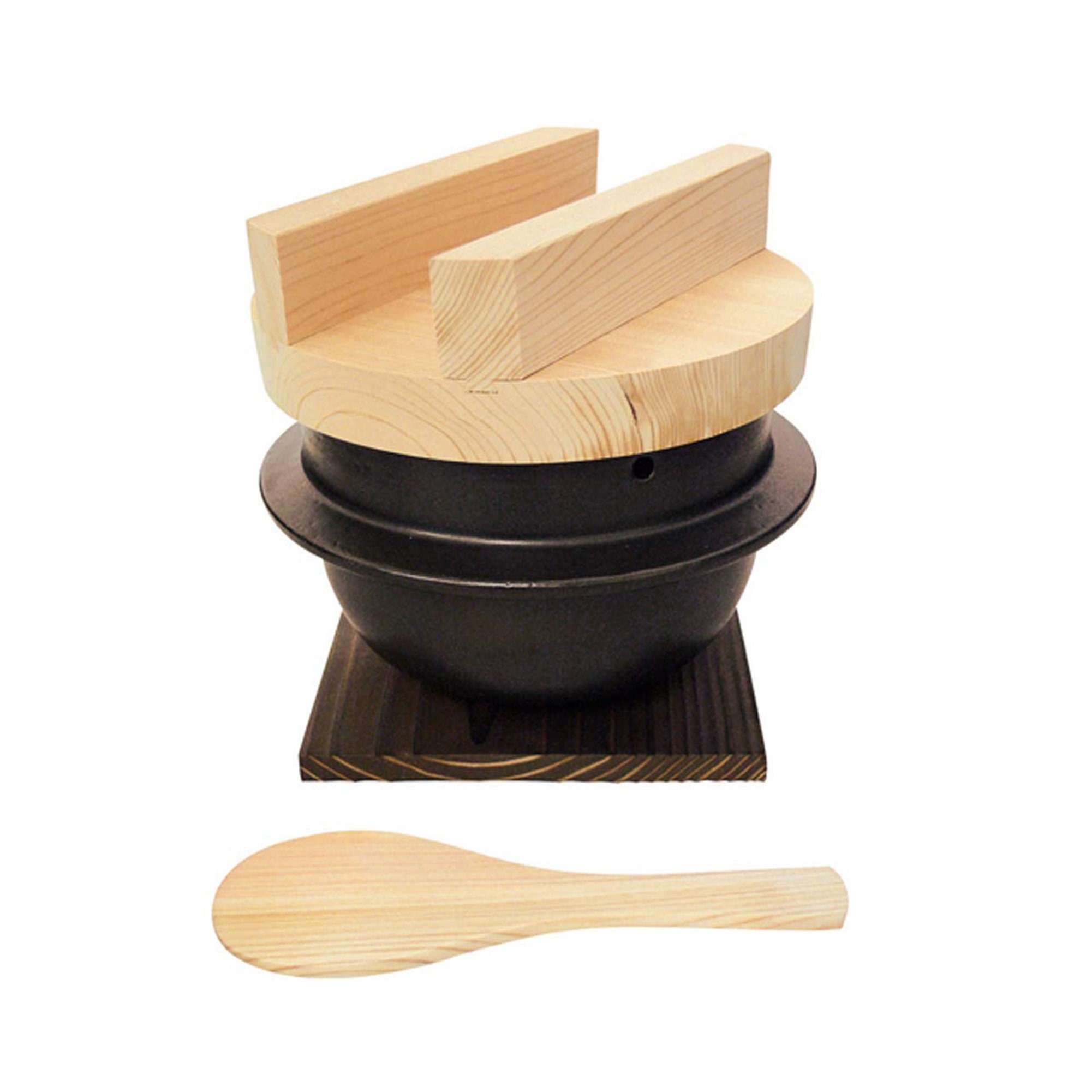 Japanese Rice Cooker Donabe 3 Go Set With Hinoki Rice Scoop Etsy