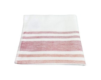 Senshu Japanese Wash/Face Towel, Ultra Soft, Quick-Drying, Two-Tone End Stripes, Red