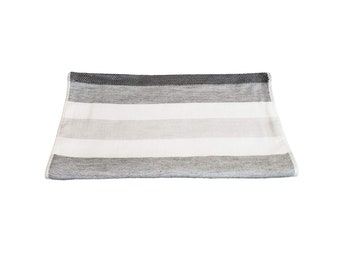 Senshu Japanese Hand Towel, Ultra Soft, Quick-Drying, Two-Tone Stripes, Grey