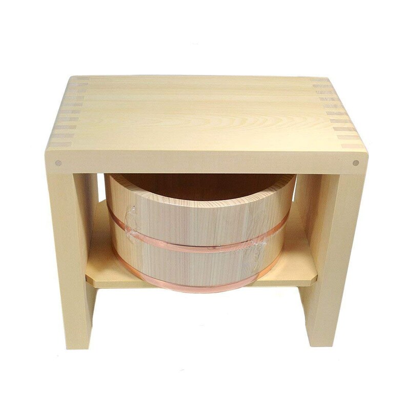 Hiba Wood Bath Stool and Sawara Pure Wood Bath Bucket Set Etsy