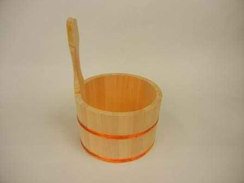Japanese Hinoki Wood Bath Bucket With Handle Etsy