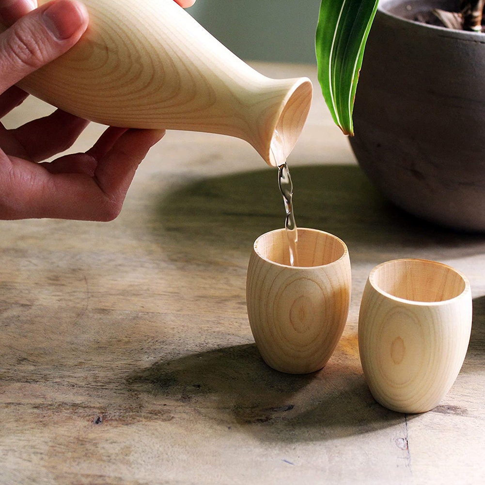 Japanese Traditional Wooden Sake Cups Set of 2 Handmade in Etsy
